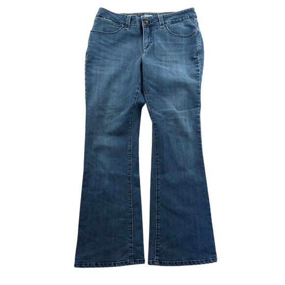 Vintage Lee Womens Jeans Size 32 Measured Blue Denim Bootcut Leg Classic Casual - Picture 1 of 12